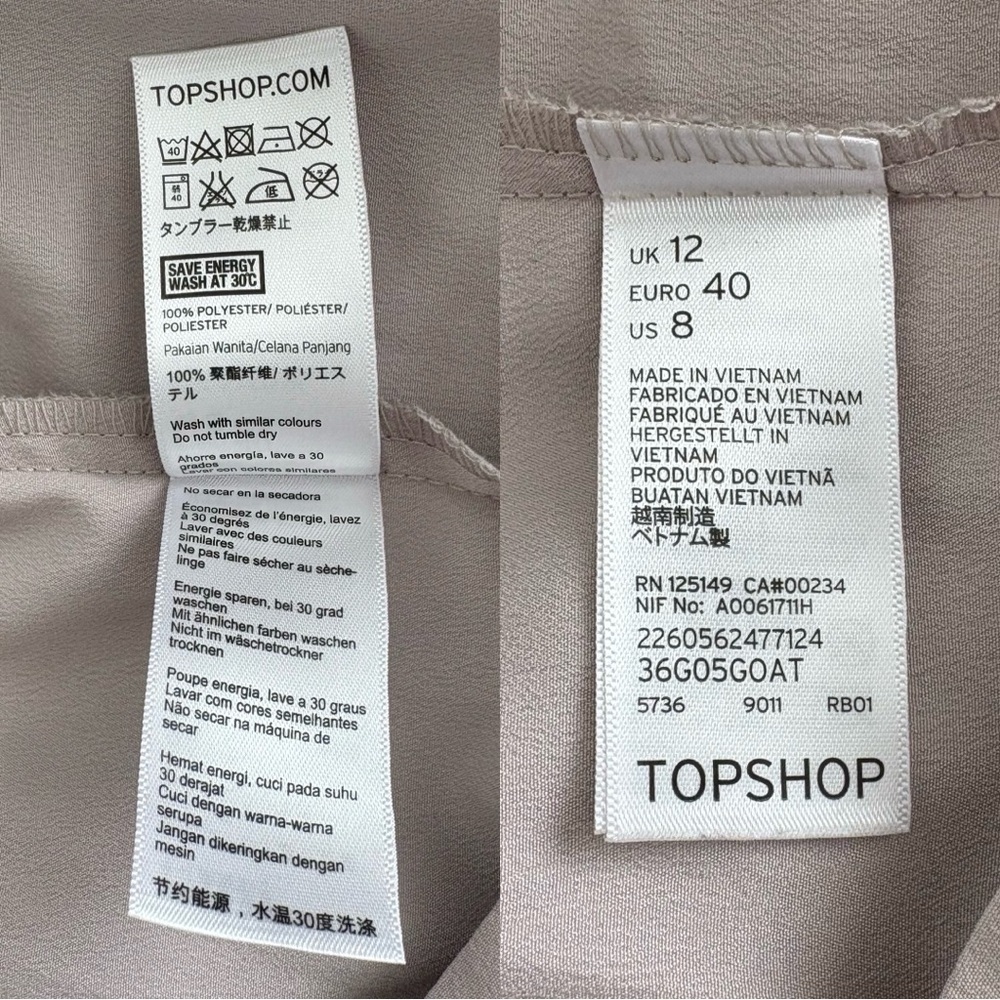 Topshop Silky Formal Joggers | Tulip Pleated Cinched Ankle | Oat Beige | Size 8 - Picture 13 of 15